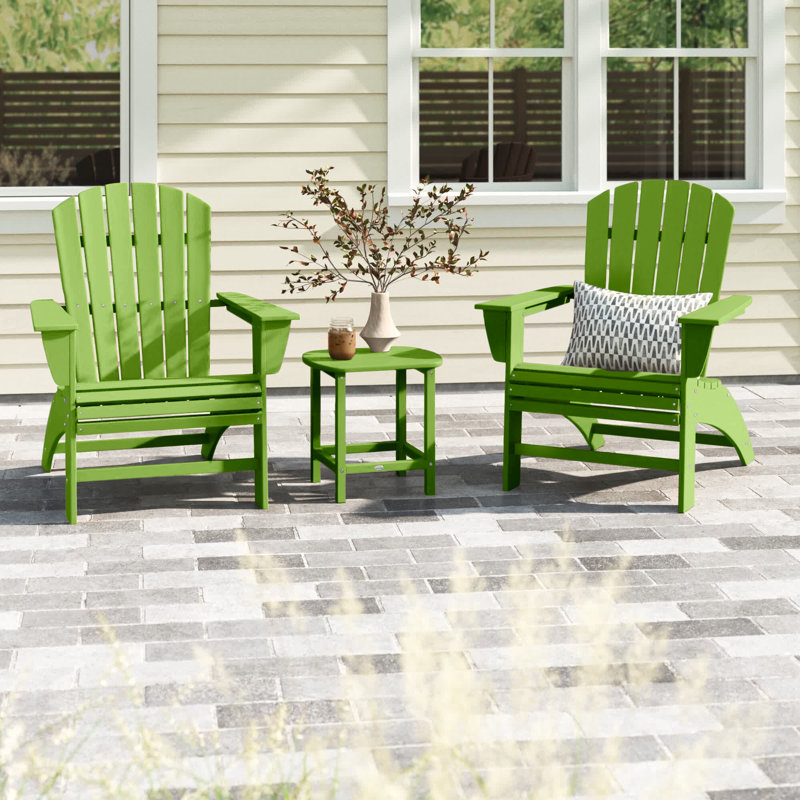 Nautical 3-Piece Curveback Adirondack Set, Lime