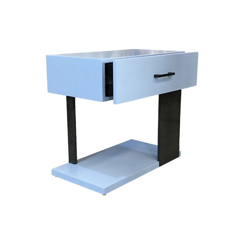 Ledjona Solid Wood Bedside Table, Blue