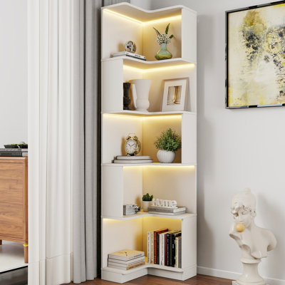 Bibliothèque en L avec lumière DEL