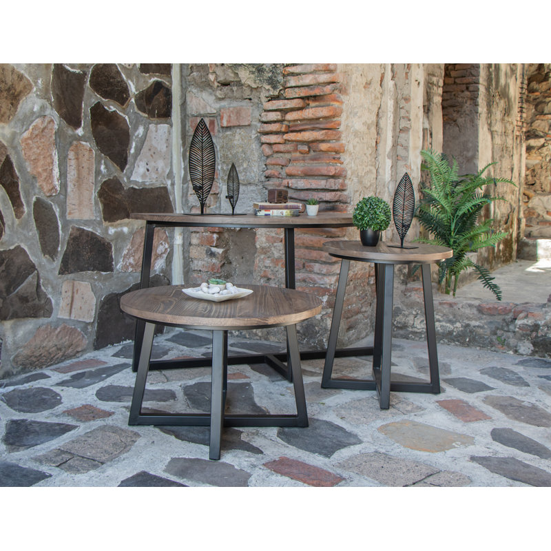 55'' Solid Wood Top Console Table, Black
