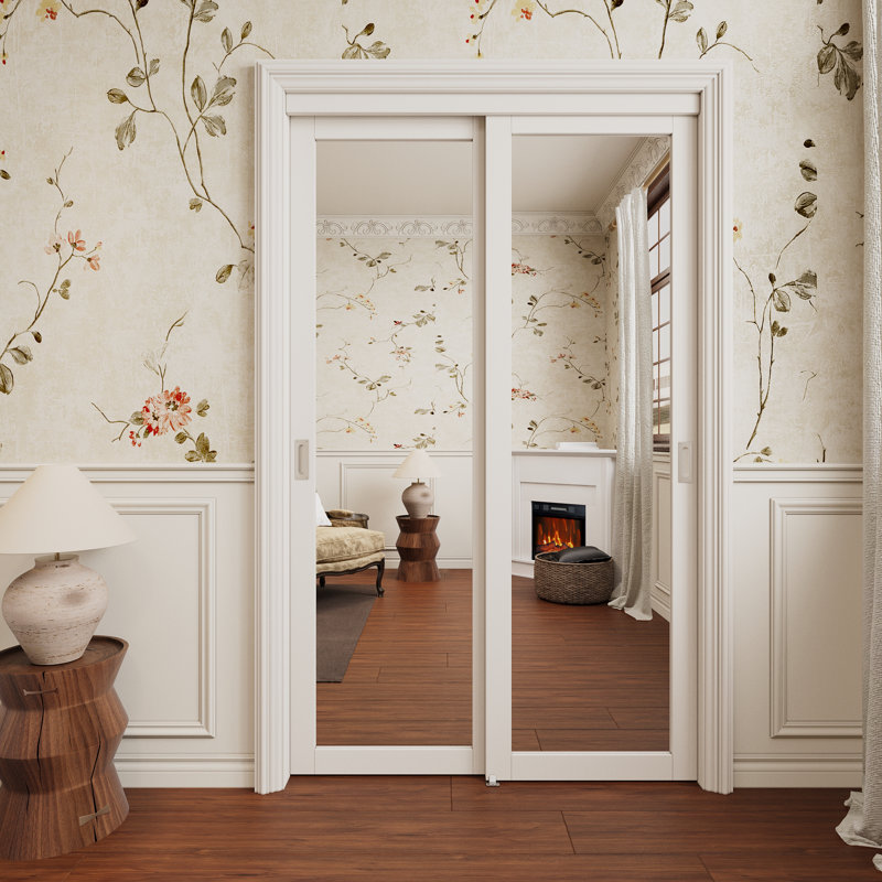 48x80 Height Mirrored Sliding Closet Doors With Hardware Kit & Handles, 48" x 80"