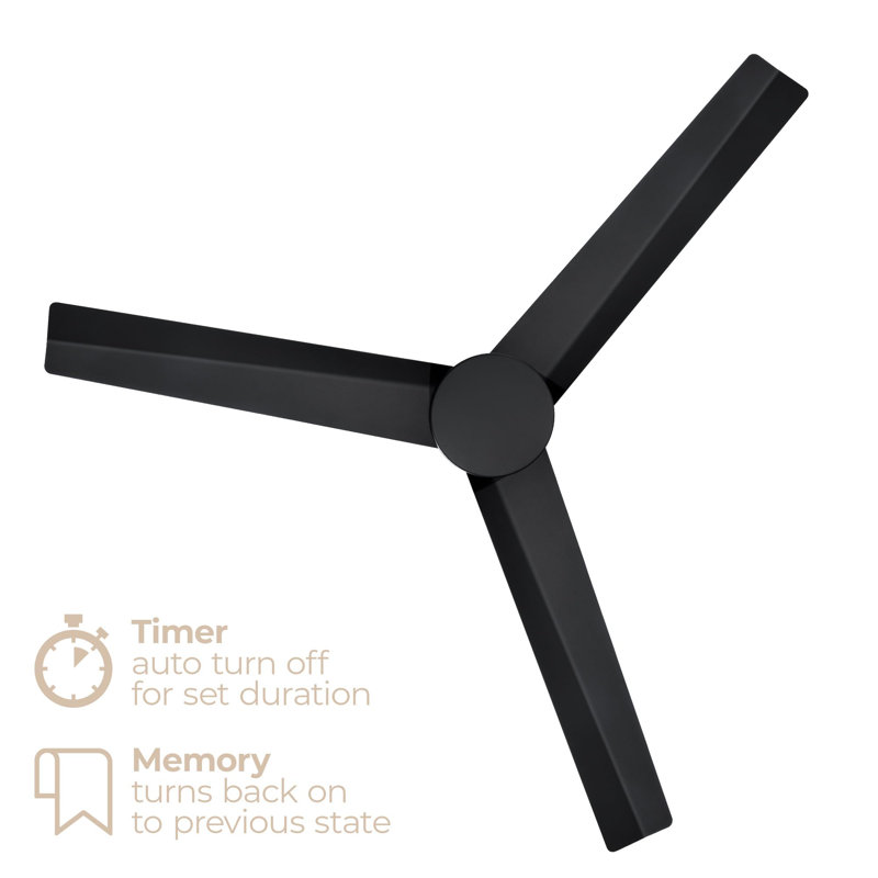 Breeze Collection Smart Indoor and Outdoor 52in 3-Blade Ceiling Fan with Remote Control Works With iOS or Android App, Black