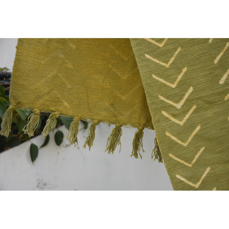 Fabdivine Rustic Mud Print Throw Handmade Cotton Blanket with Raw, Textured Look
