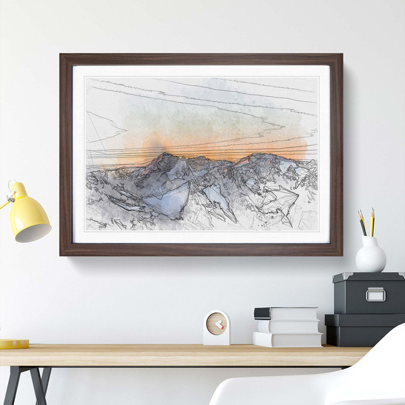 Sahale Glacier in Abstract - Picture Frame Graphic Art Print, Walnut, 40cm H x 60cm W x 2cm D