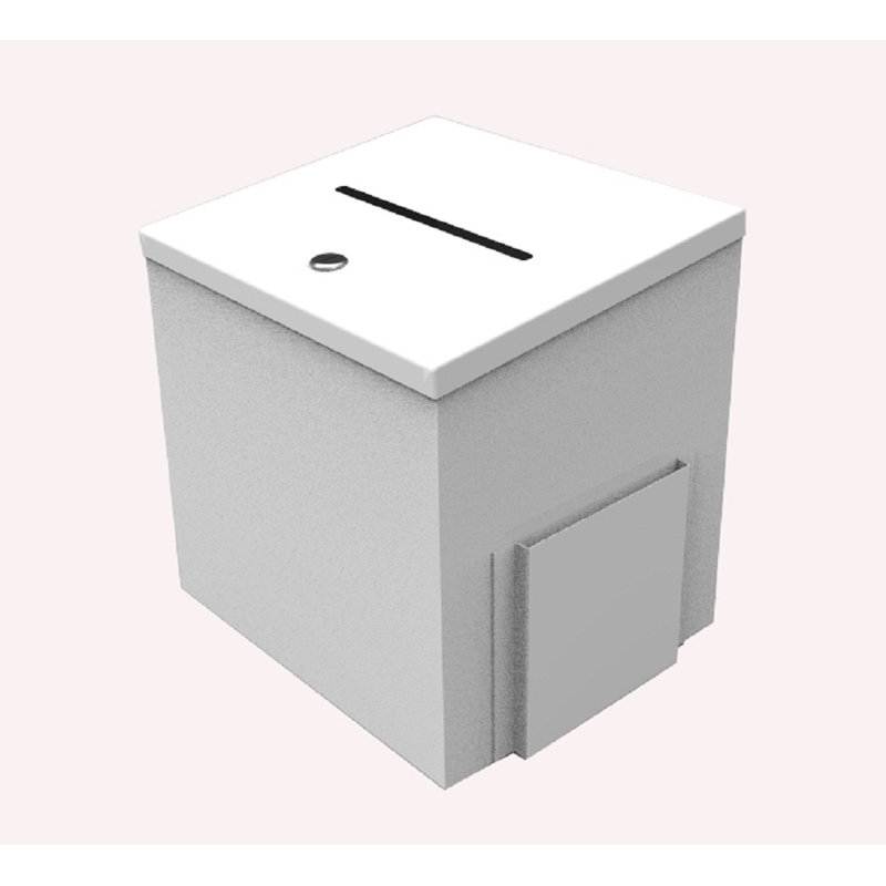 Boîte, collecte de fonds en métal, Blanc