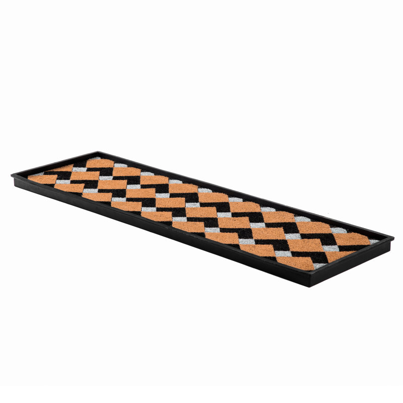 Eco-Friendly 14" x 46" Tan and Ivory Heavy-Duty Rubber Boot Tray with Raised Edge for Muddy Shoes, Garden Tools & Pet Supplies — Indoor/Outdoor