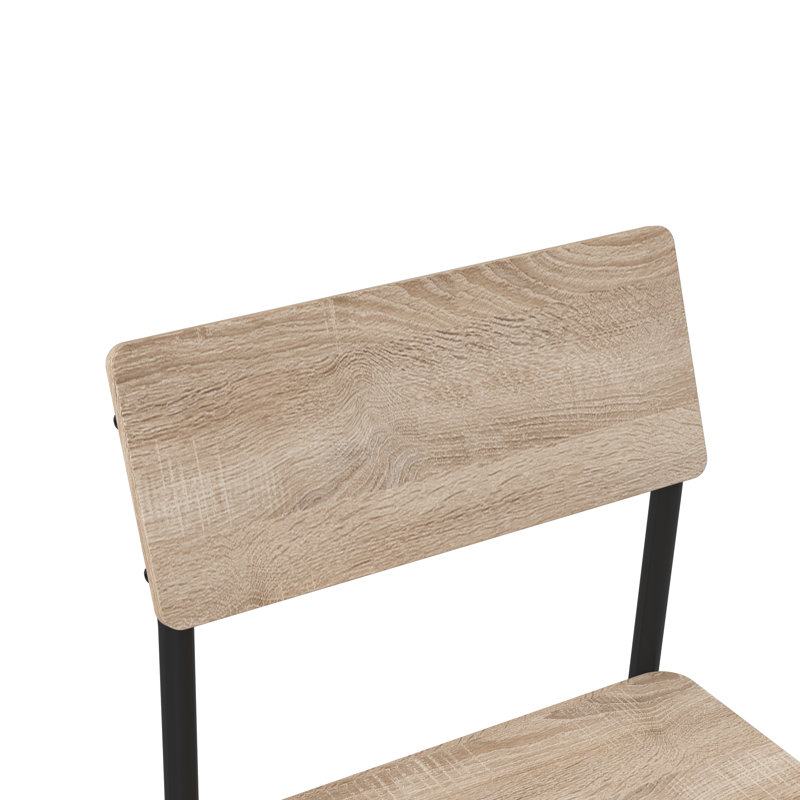 Ensemble de 4 chaises de salle à manger industrielles en acier inoxydable noir et naturel, hauteur 81 cm (32 po).