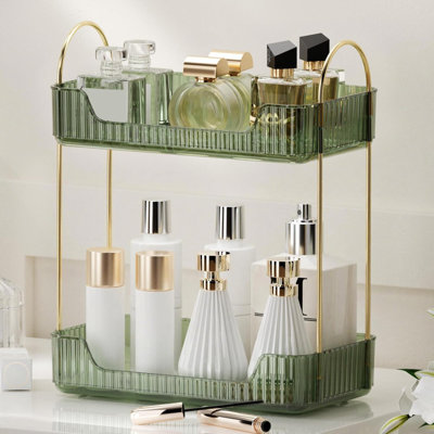 Étagère de comptoir de salle de bain multicouche, support de rangement de meuble-lavabo en métal de luxe pour support à parfum de cuisine pour salle de bain
