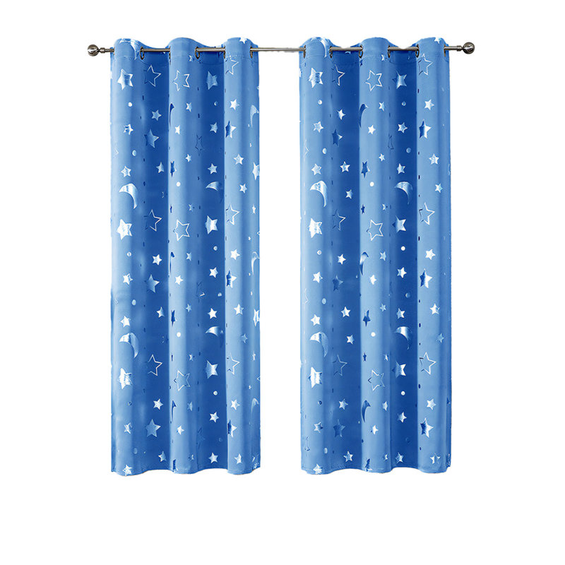 Paire de rideaux avec rideaux superposés de 51 po x 53 po pour chambre à coucher, Blue