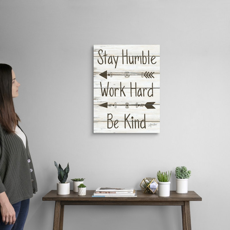 Reproduction d’art textuel sur toile, "stay humble" par Annie LaPoint, H 24 po x l 18 po x 1,25 po, Toile tendue