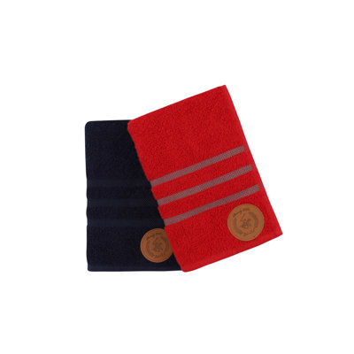 Ensemble de serviettes à main 100% coton de qualité supérieure (2 pièces), rouge et bleu foncé, 19,7 po x 35,4 po | 450 g / m² pour une luxueuse absorbance | Lavable à la machine à 104 ° F | Parfait pour la salle de bain ou la salle de gym, doux et durable