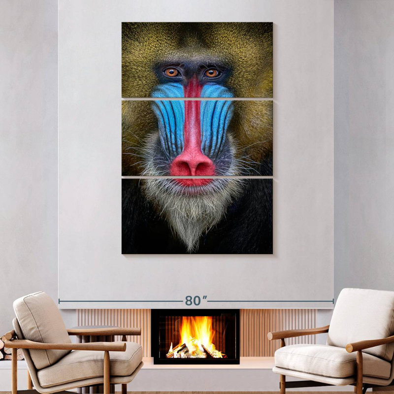 Brampt Mandrill Monkey, 74" H x 48" W