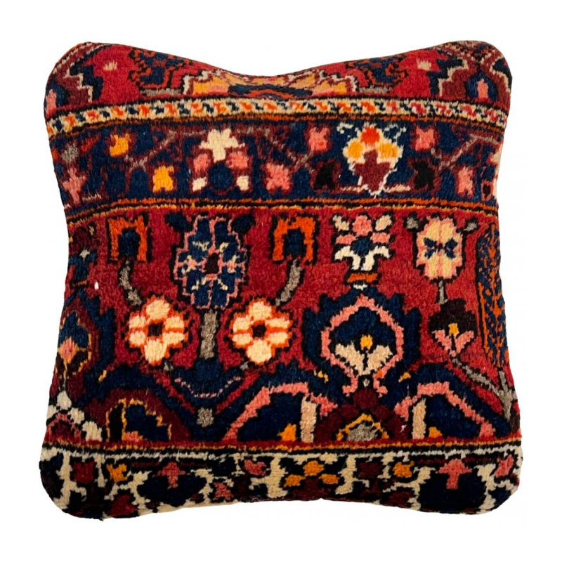Wool Square Pillow Cover & Insert, Red/Yellow Floral