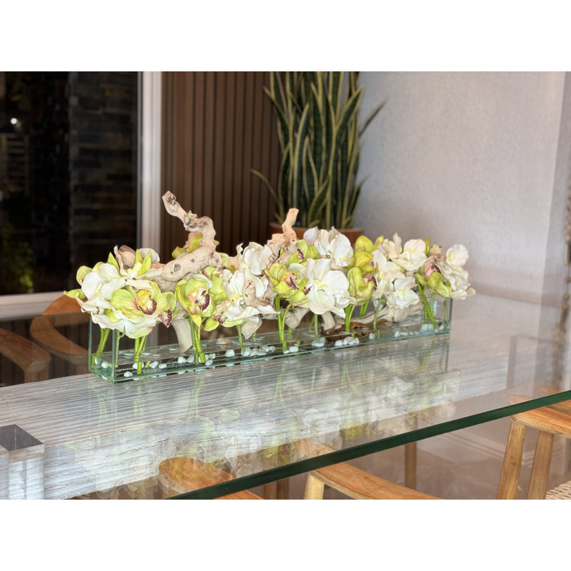 Mixed Floral Arrangement in Vase, 8" H x 36" W x 6" D