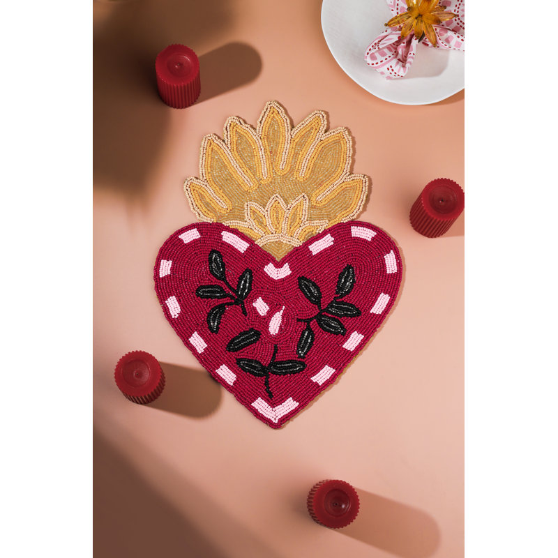 Sacred Heart Flame Beaded Placemat