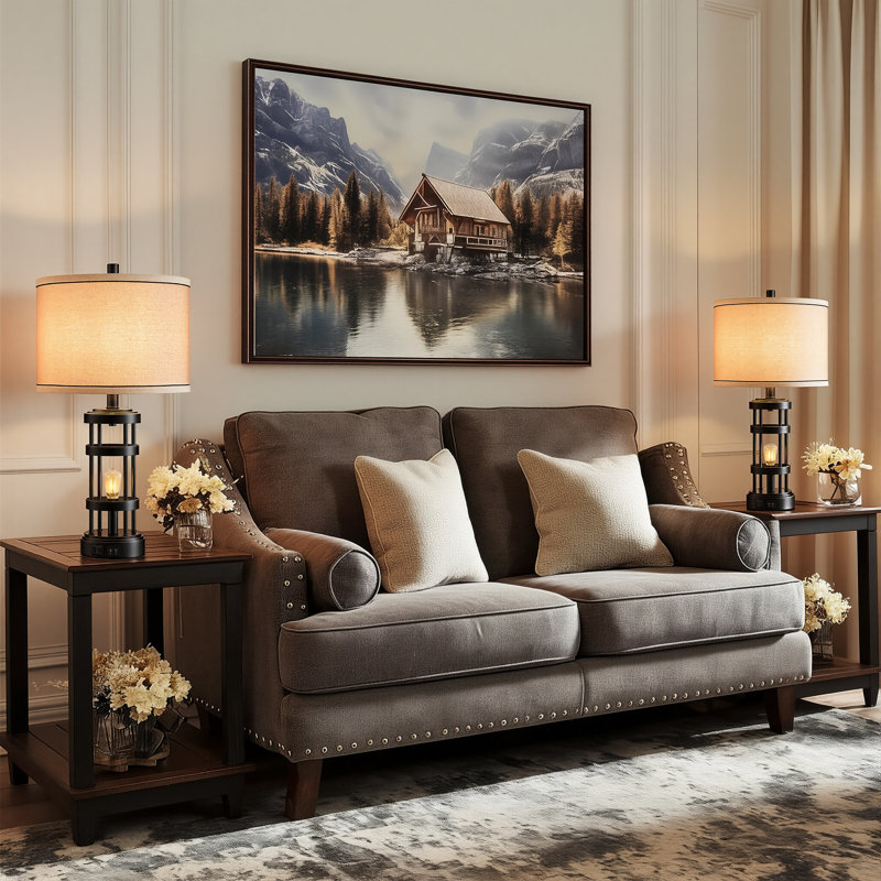 Ensemble de lampe de table 24 po ChenJoss avec veilleuse et ports USB, convient aux chambres à coucher, aux salons, aux bureaux et aux bureaux (ensemble de 2)
