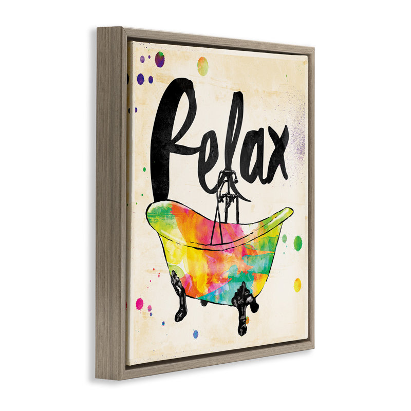 «Relax Rainbow Colors Icon Bath» par Jace Gray, art encadré sur toile flottante, Cadre flottant orme Montalcino
