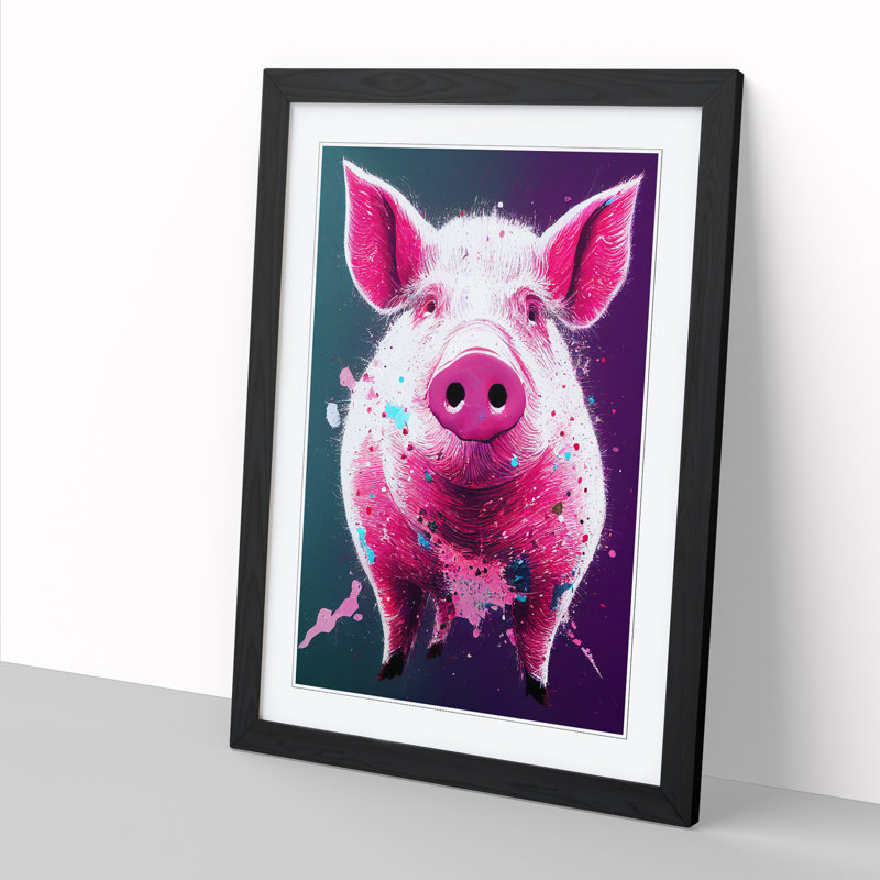 Pig Paint Splash - Framed Print, Black, 46cm H x 34cm W x 2cm D