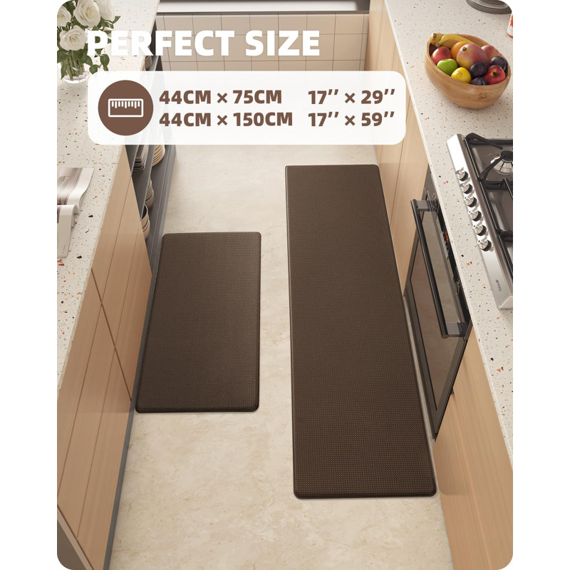 Soft Kitchen Rugs 2 Pieces, Brown