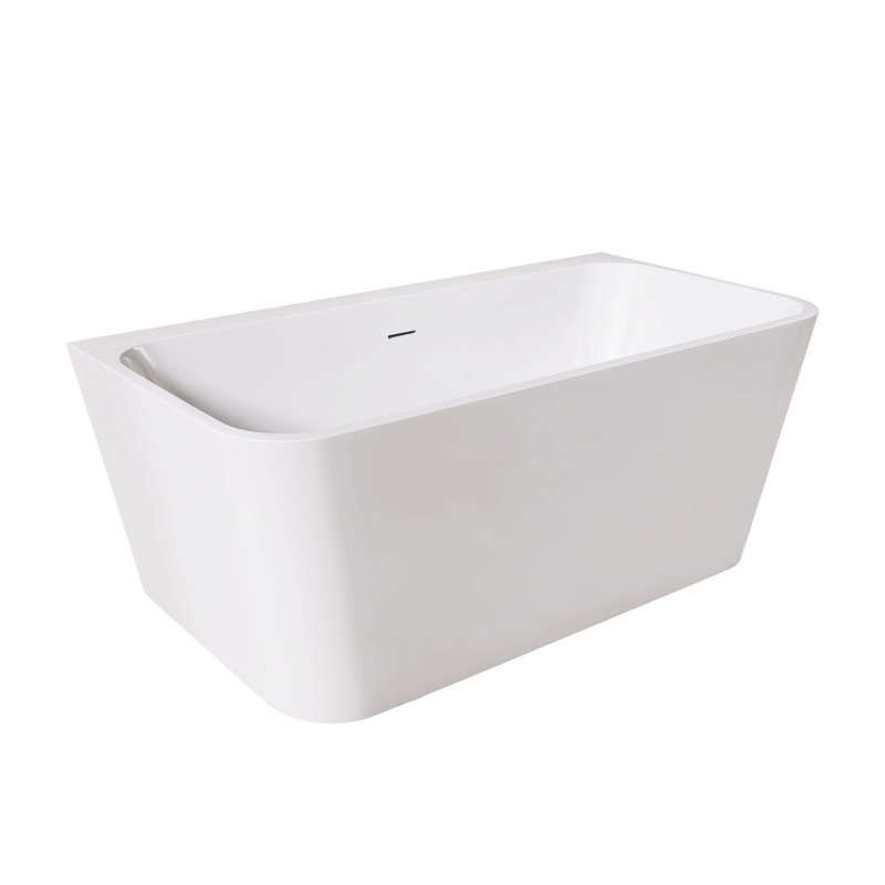 55" Rectangular Gloss White Acrylic Soaker Tub, With Materials, Fiberglass Reinforced Bottom, Non-Slip Feature, Design, Drains Not Provided Bathtub, Standing, Resin And , Reinforced, For Secure Use,