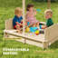 Outsunny Kids Square Wooden Sandpit, Children Sandbox Outdoor Playset