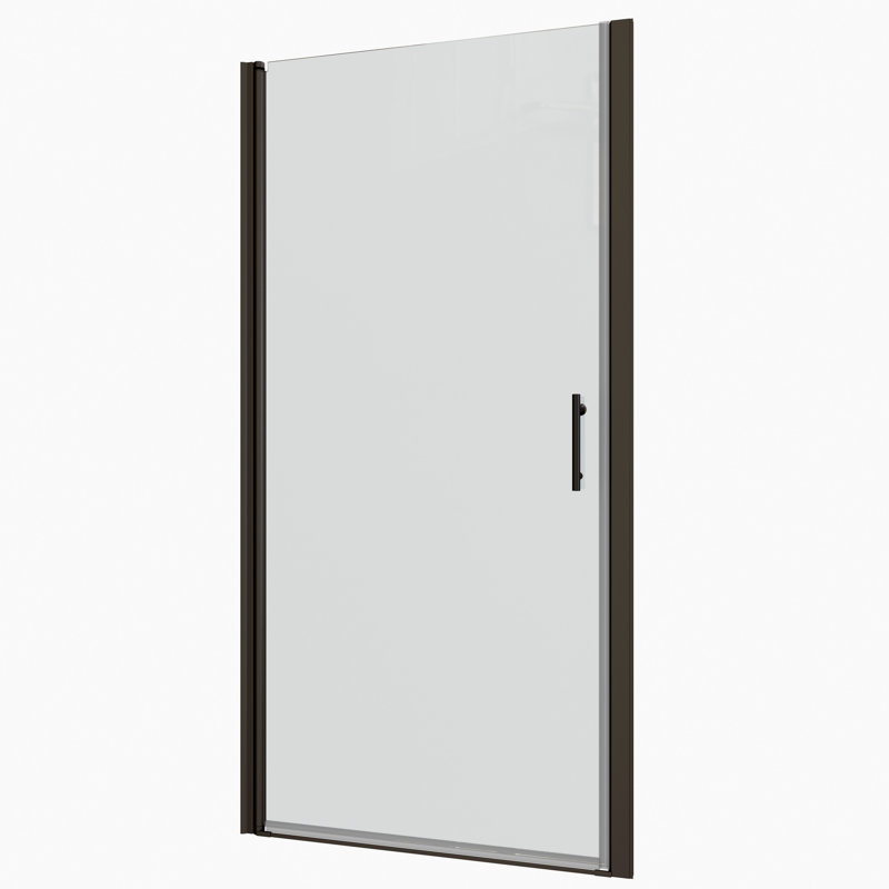 Universal Pivot Shower Door, Matte Black Finish. 1/4" Tempered Glass, 1 3/8" Adjustable, 36000 Times Measured, Leak Signal Door With Adjustment Feature - Matted Glass Wall Channel #304 Stainless