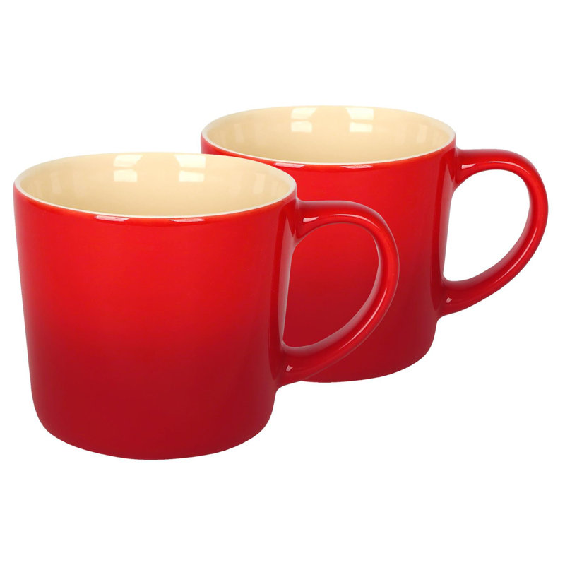 Argon Tableware - Ombre Coffee Mug - Glazed New Bone China Drinking Cup, 2, Red