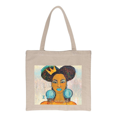 Manual Woodworkers & Weavers I Am Enough Canvas Reusable Tote Bag, 18" x 18"