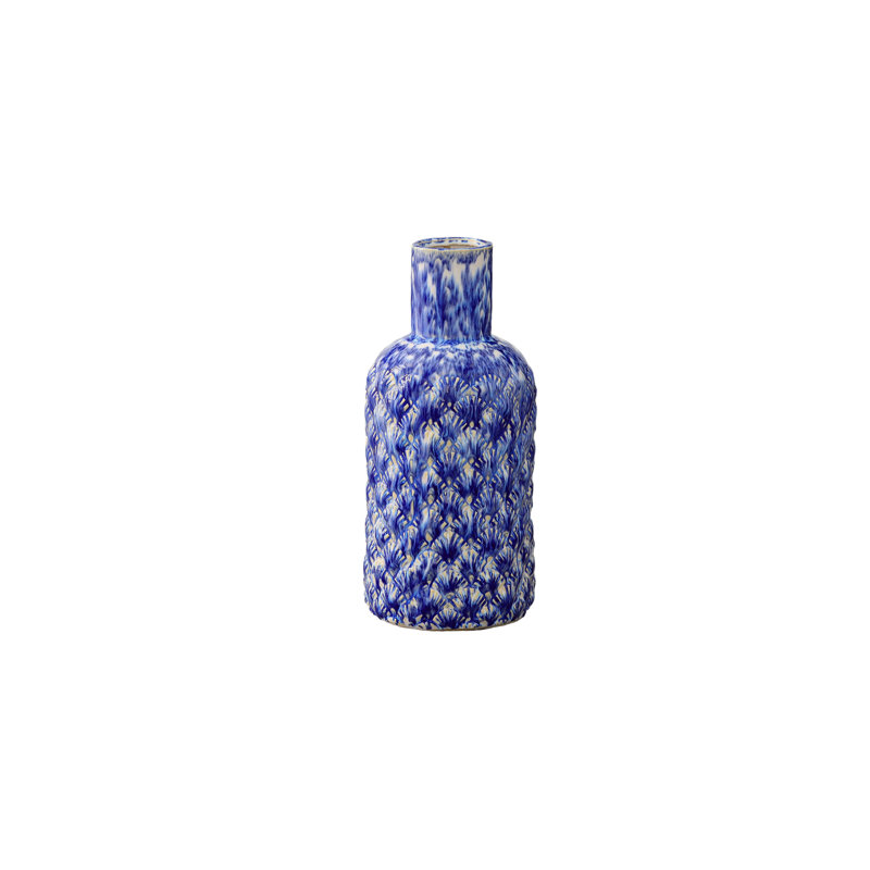 Vase en céramique au fini lustré bleu - H 13,00 po