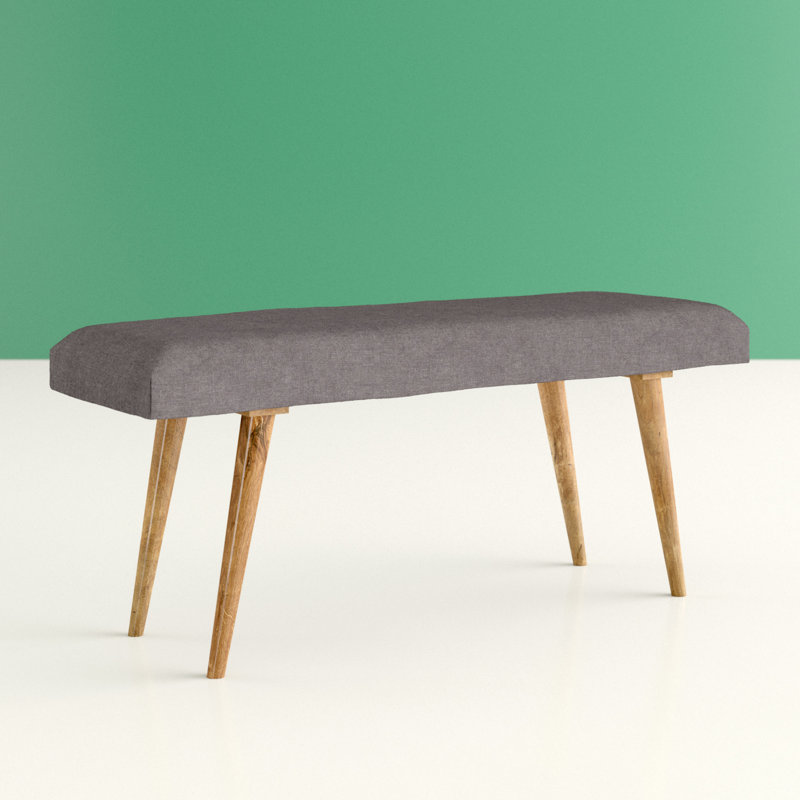 Sarahi Cotton Upholstered Bench, Grey/Brown