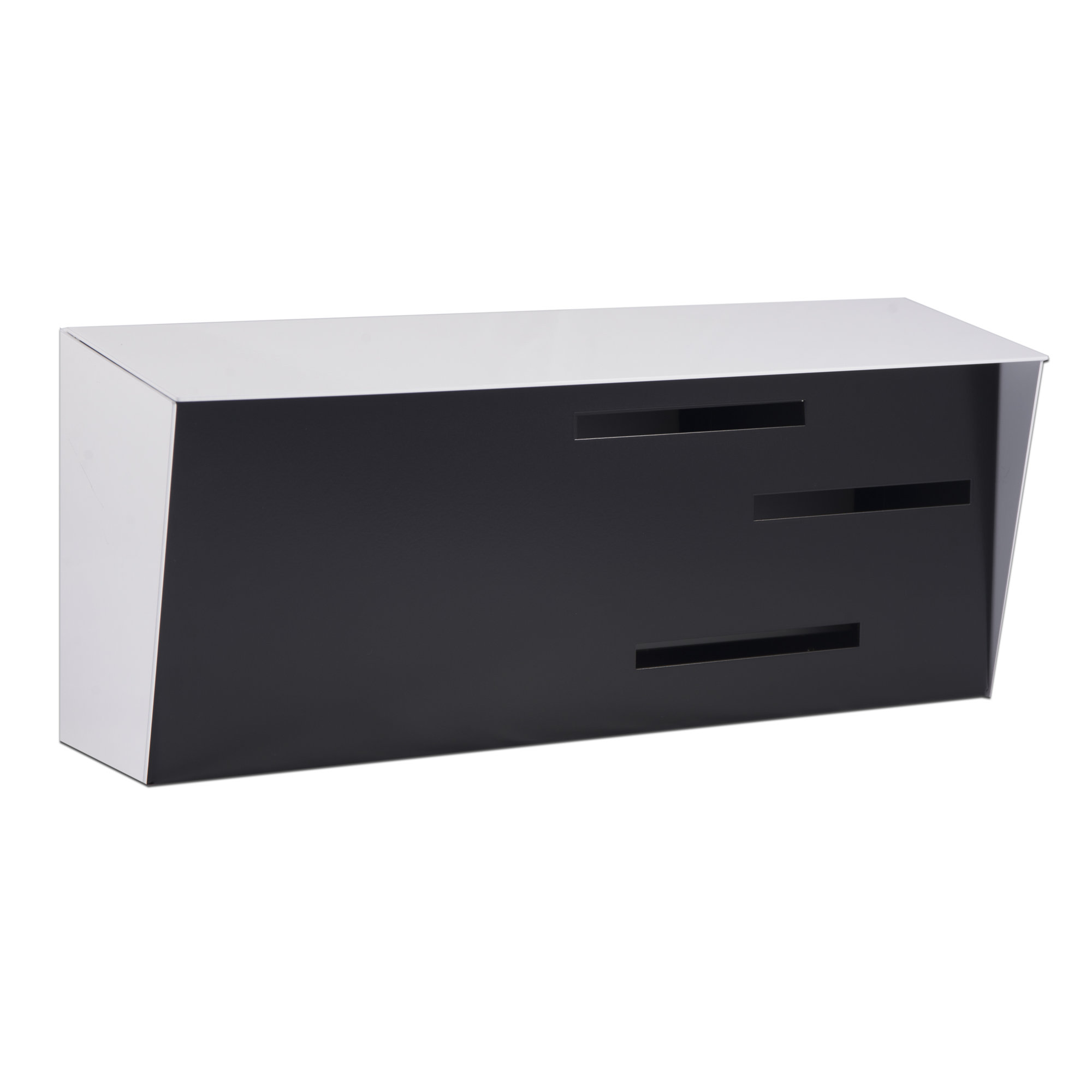 Modern Wall Mounted Mailbox, White/Black