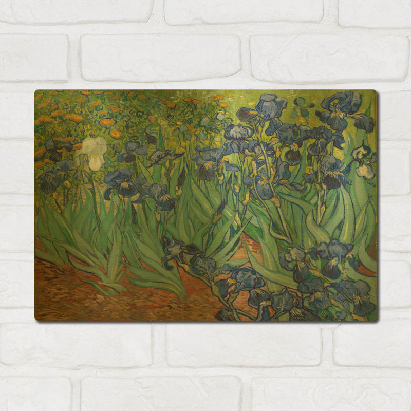 «Irises» par Vincent Van Gogh, art mural en métal doré, 16 po x 12 po, 16 po x 12 po