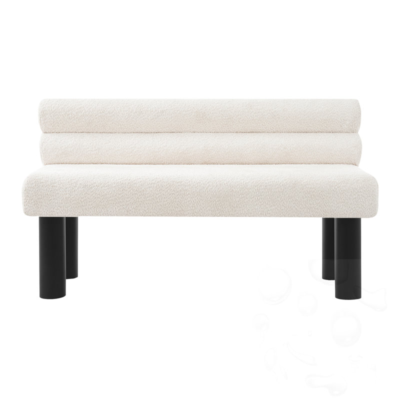 Upholstered Dining Bench With Back, Beige
