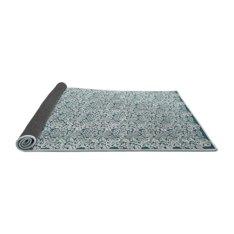 Tapis de zone bleu contemporain, Rond 5 pi