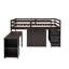 Lit mezzanine simple avec cabinet et bureau portatif à roulettes Low Espresso