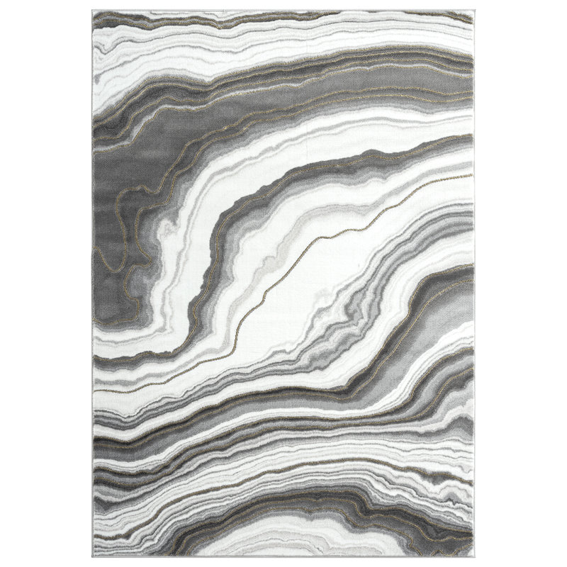 Tapis gris à motif abstrait Miconia, Rectangle 7 pi 9 po x 10 pi 2 po