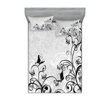 Ambesonne Black and Grey Fitted Sheet & Pillow Sham 6 pcs Set, Charcoal Grey Pale Taupe