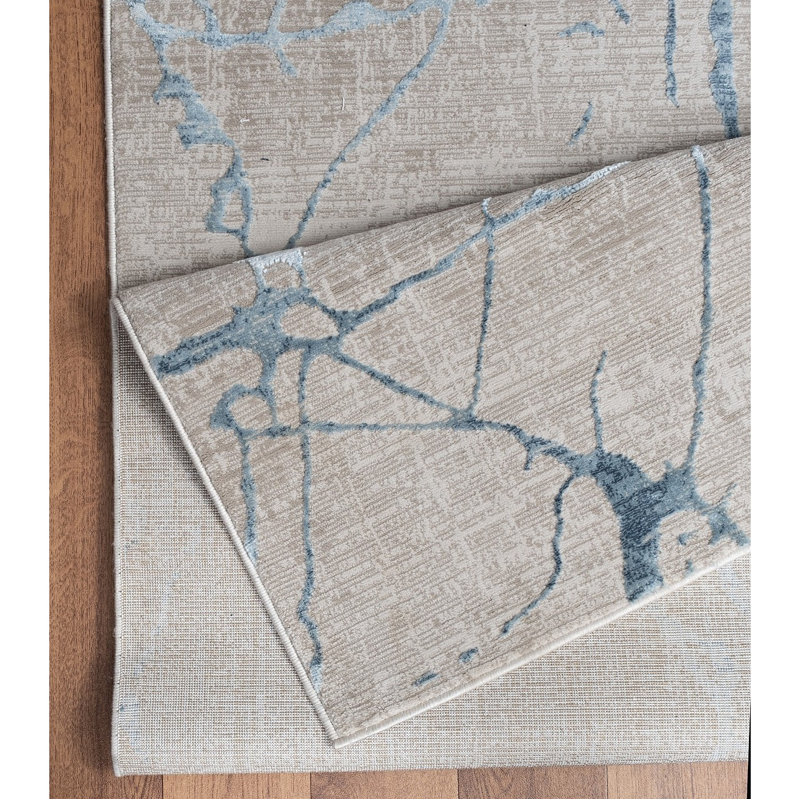 Area Rug, Beige/Blue, Runner 2'7" x 7'3"