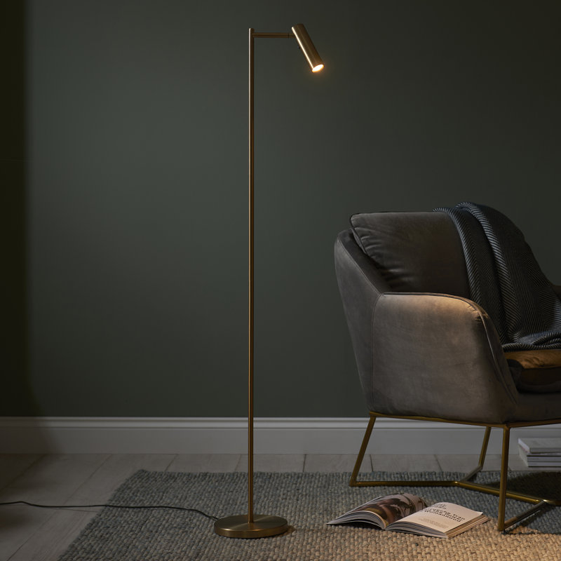 Rossleigh 125cm LED Task Floor Lamp, Warm Brass Plate