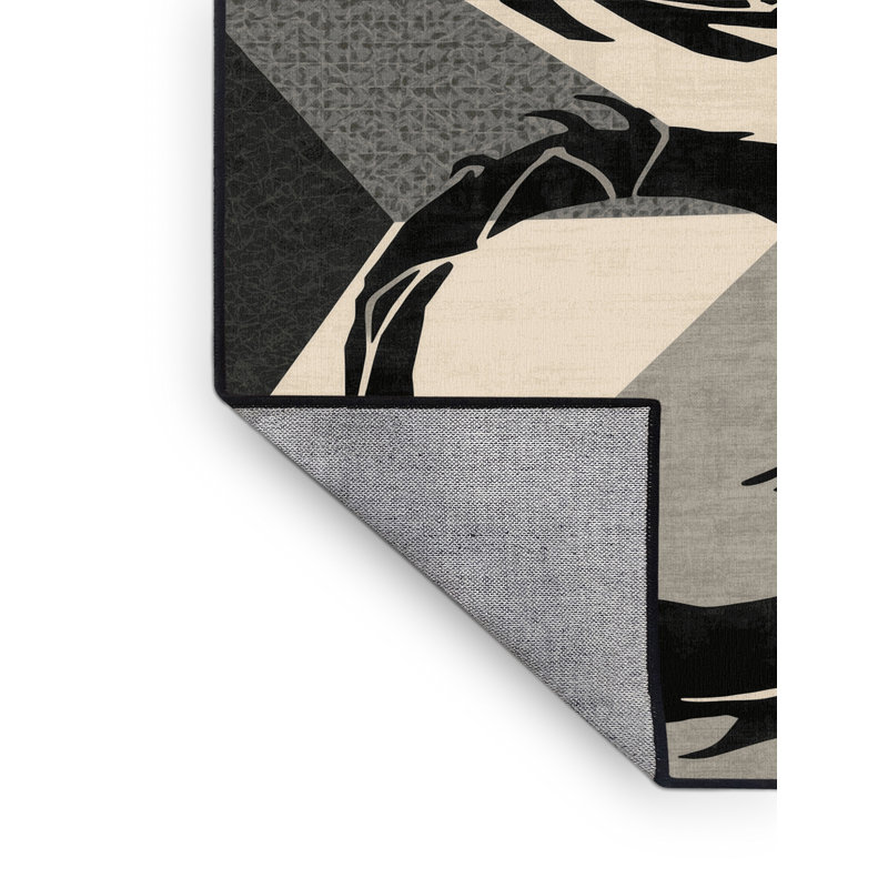 Tapis géométrique moderne et contemporain lavable à la machine brun et noir Elida Ryujin, 6 x 9