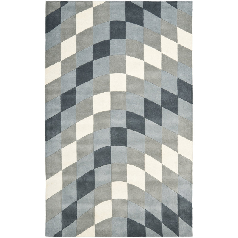 Tapis géométrique en laine et en viscose touffeté à la main Avickel Soho, Rectangle de 5 pi x 8 pi