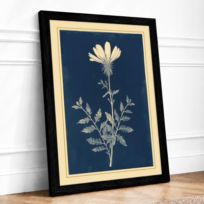 Pale Bloom on Navy Botanical - Framed Print