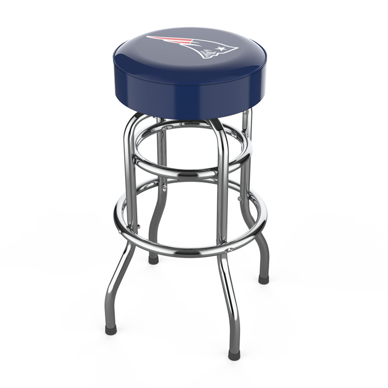 Commercial Grade Chrome Swivel Bar Stool with Vibrant Team Colors  , New England Patriots