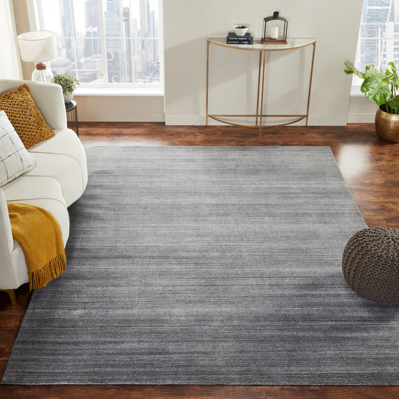 Tapis gris tissé à la main Jami, Rectangle 5 pi 6 po x 8 pi 6 po