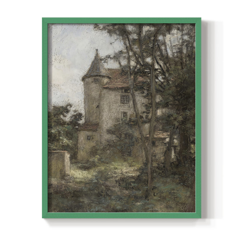 Vintage Landscape CCIII Framed Print - Solid Wood, 21" H x 17" W, Green
