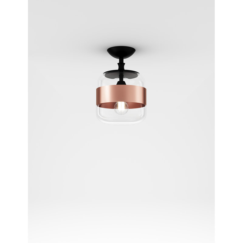 Futura Ceiling Lamp G Amber Brass Matt Black 1 E26 Ul, 12" H x 8" W x 8" D, Crystal Copper