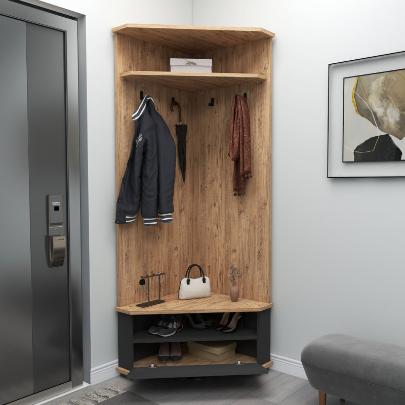 Shoe Storage Hall Tree Lacynda, Atlantic Pine/Anthracite