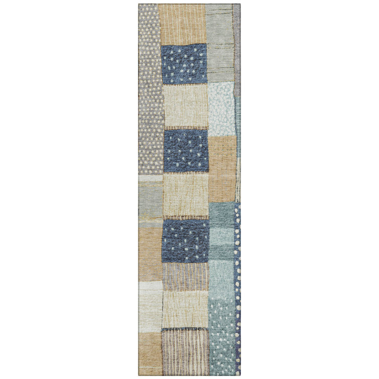 Machine Washable Indoor/Outdoor Xhevrie Navy Rug