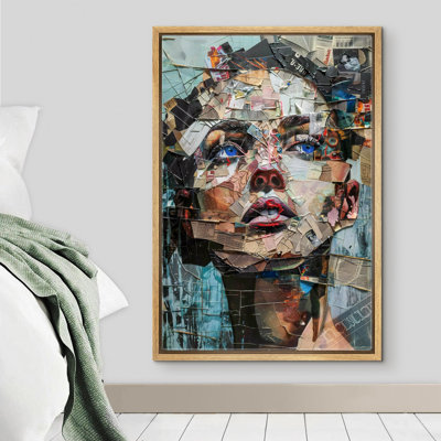 «Fragmented Beauty Modern Mixed Media Portrait Art contemporain contemporain - aucune texture» sur