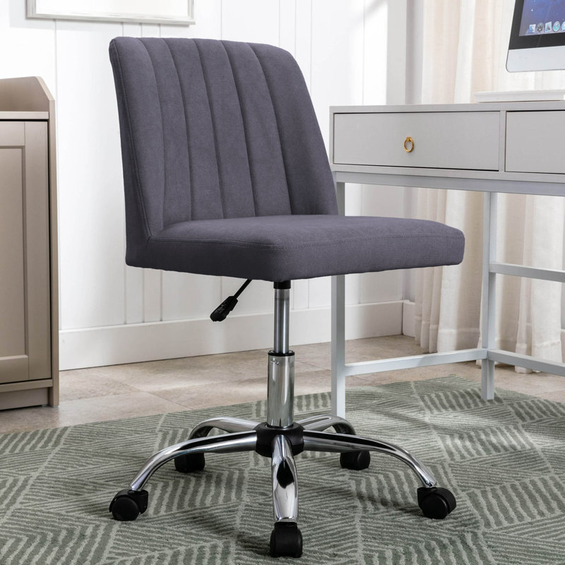 Chaise de bureau en tissu Nisa avec base chromée, Gris foncé